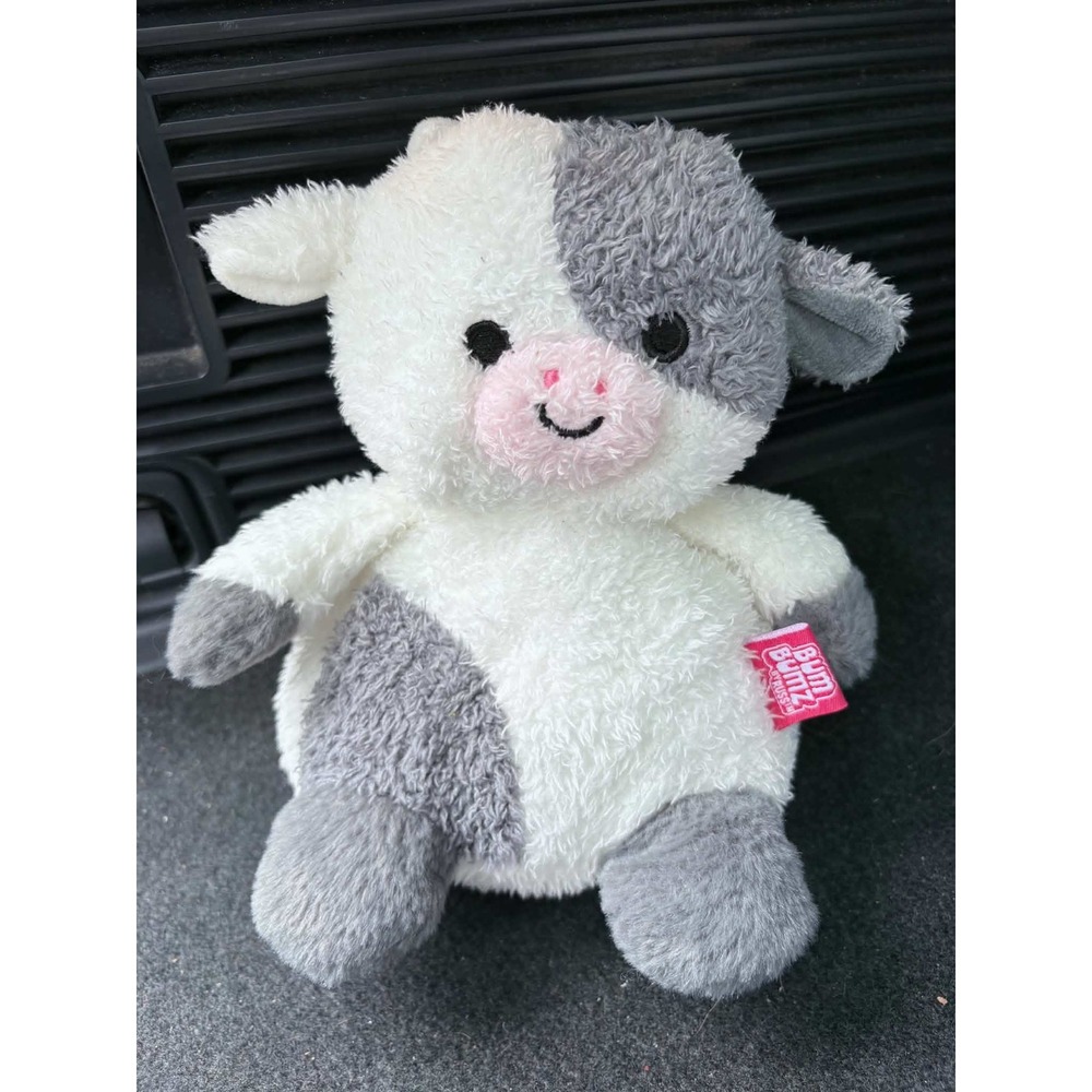 BumBumz Conrad the Cow Plush 7.5 Inch BreakfastBumz Kellytoy Grey White Spotted